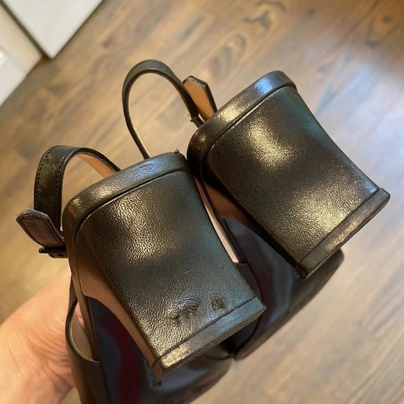 FERRAGAMO Gancini square-toe slingback black Leather pumps 7.5 C - Picture 13 of 14